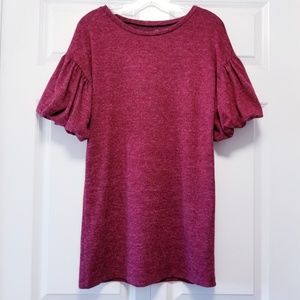 Alya Soft Sweater Dress with Puffed Short Sleeves